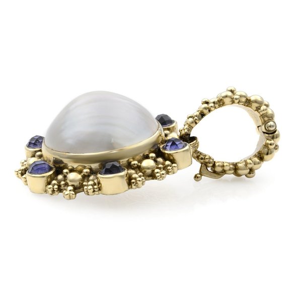 Stephen Dweck White Pearl and Amethyst Earrings & Pendant Set 18K Yellow Gold - Picture 9 of 10